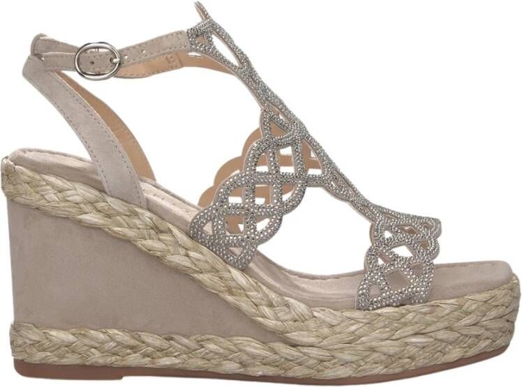 Alma en Pena Geweven Sleehak Sandaal met Strass Detail Gray Dames