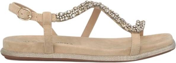 Alma en Pena Glanzende band sandaal Beige Dames