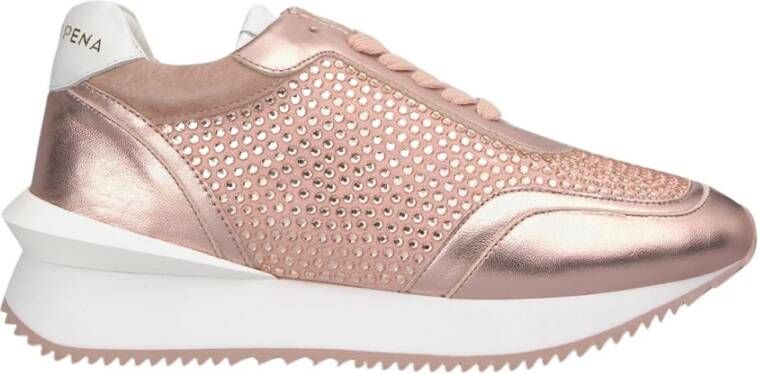 Alma en Pena Glanzende leren platform sneakers Pink Dames