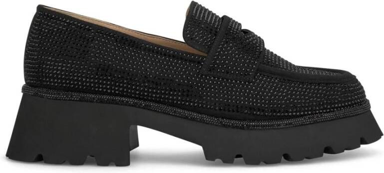 Alma en Pena Glanzende loafer met plateauzool Black Dames