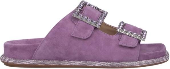 Alma en Pena Glinsterende Platte Sandaal Purple Dames