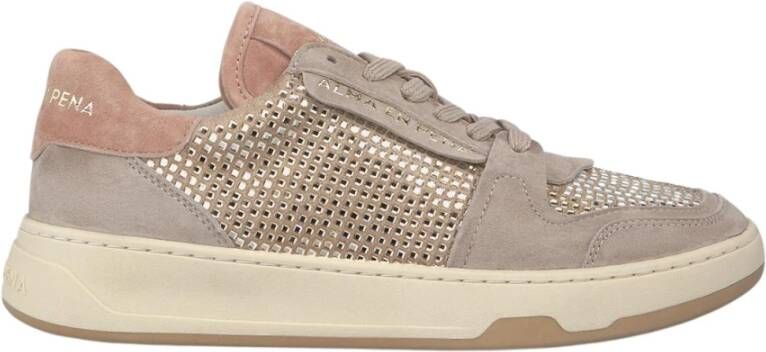 Alma en Pena Glinsterende Sneakers Beige Dames