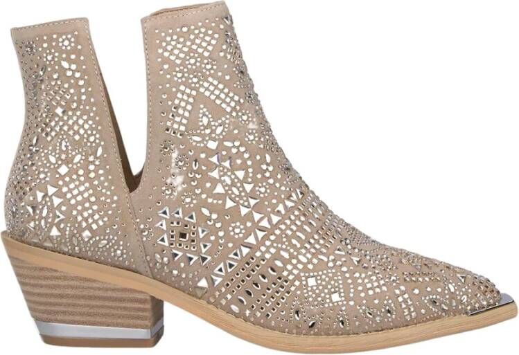 Alma en Pena Glitter Bootie met puntige neus Brown Dames