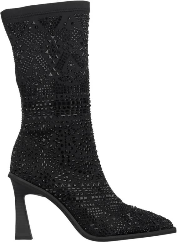 Alma en Pena Glitter enkellaarsje met stilettohak Black Dames