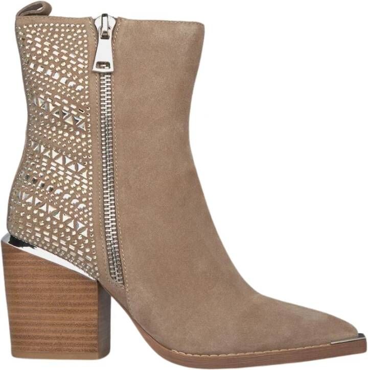 Alma en Pena Glitter enkellaarsjes Beige Dames