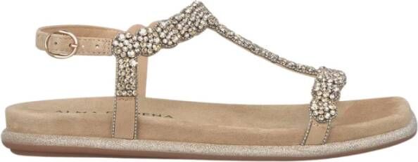 Alma en Pena Glitter Flat Sandal Beige Dames