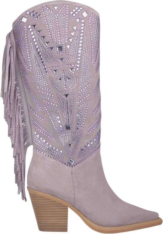 Alma en Pena Glitter Fringes Boot Vrouwen Hak Purple Dames