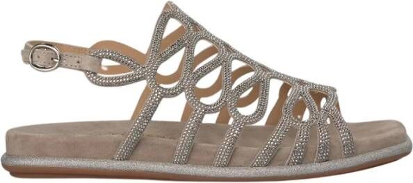 Alma en Pena Glitter Interlaced Platte Sandaal Gray Dames