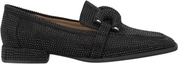 Alma en Pena Glitter Moccasin met Square Toe Black Dames