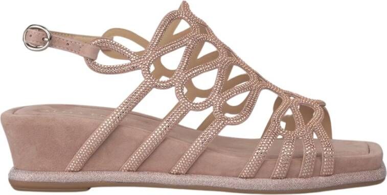 Alma en Pena Glitter Plateau Sandaal Sleehak Pink Dames