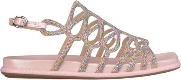 Alma en Pena Glitter Platte Sandaal Pink Dames