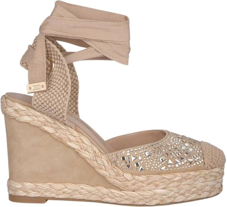 Alma en Pena Glitter Sleehak met Gevlochten Detail Beige Dames