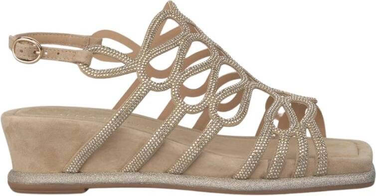 Alma en Pena Glitter Sleehak Sandaal Beige Dames