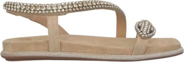 Alma en Pena Glitter Sole Flat Sandal Beige Dames