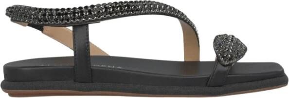 Alma en Pena Glitter Sole Flat Sandal Black Dames