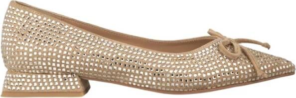 Alma en Pena Glitter Strik Ballerina Flats Brown Dames