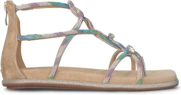 Alma en Pena Beige Strass Sandalen met Gevlochten Banden Multicolor Dames