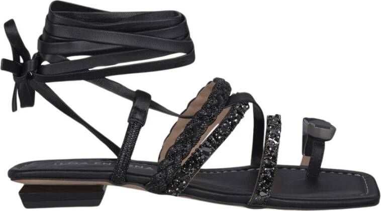 Alma en Pena Griekse Stijl Knotted Strap Sandaal Black Dames