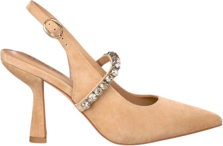 Alma en Pena Hakken schoen met strassband Beige Dames