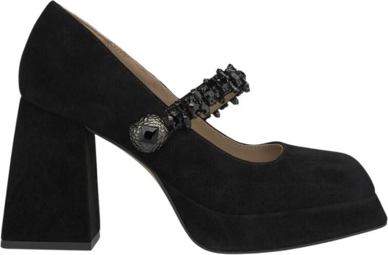 Alma en Pena Hoge hakken schoenen strass knoop Black Dames