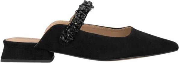 Alma en Pena Jeweled Pointed Flat Mule Black Dames