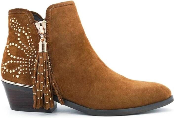 Alma en Pena Kameel Suède Jurk Booties Vrouwen Brown Dames