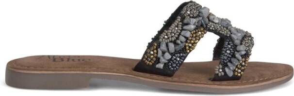 Alma en Pena Kleurrijke platte sandalen met kralen Black Dames