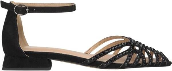 Alma en Pena Zwarte Suède Sandalen met Starss Black Dames