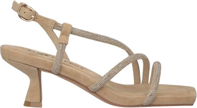 Alma en Pena Kristalband Hak Sandaal Beige Dames