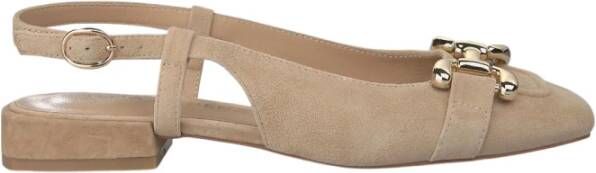 Alma en Pena Kristallen gesp platte schoen Beige Dames