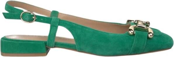 Alma en Pena Kristallen gesp platte schoen Green Dames