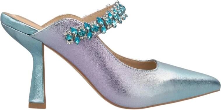 Alma en Pena Kristalversierde puntige slingback schoen Blue Dames