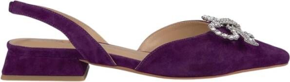 Alma en Pena Leren Ballerina Sandalen met Strass Details Purple Dames