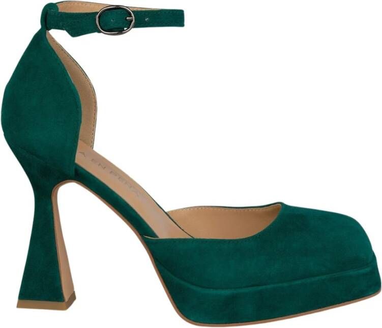 Alma en Pena Leren Hak Sandalen Green Dames