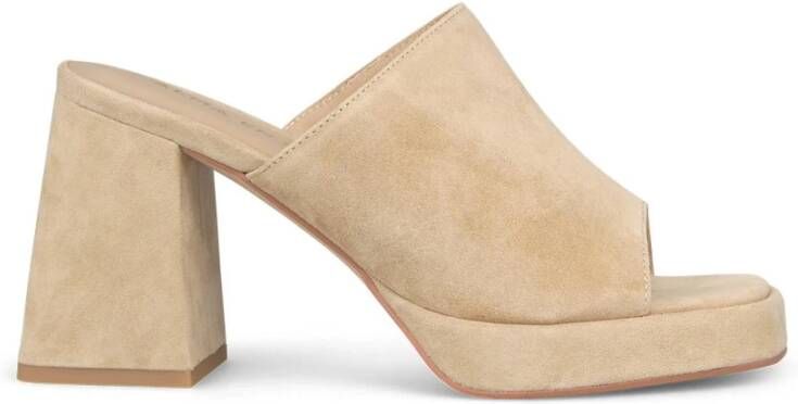 Alma en Pena Leren Plateau Sandaal Beige Dames