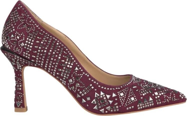 Alma en Pena Leren pumps met strass en puntige neus Red Dames