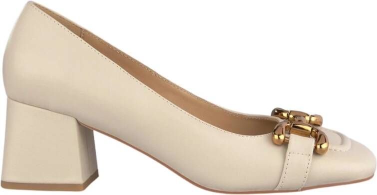 Alma en Pena Leren pumps met vierkante neus Beige Dames