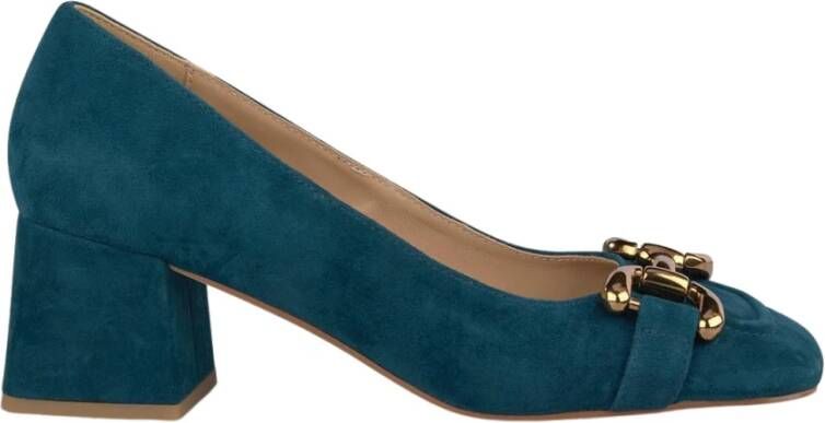 Alma en Pena Leren pumps met vierkante neus Blue Dames