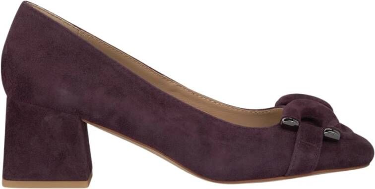 Alma en Pena Metallic detail vierkante neus blokhak schoen Purple Dames