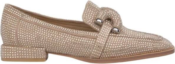 Alma en Pena Mocassin bedekt met glitter Brown Dames