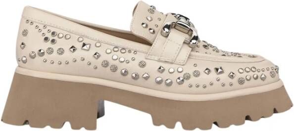 Alma en Pena Mocassin met plateau studs White Dames