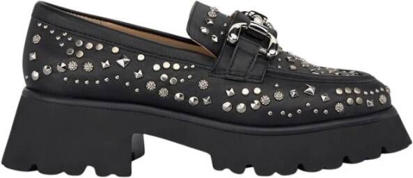 Alma en Pena Mocassin met platform studs Black Dames