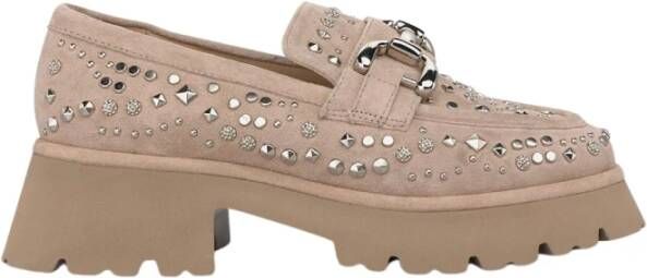 Alma en Pena Mocassin met platform studs Brown Dames