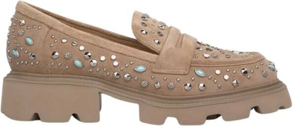 Alma en Pena Moccasin studs track sole Brown Dames