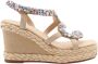 Alma en Pena Glitter Sleehak Sandaal met Vlechtdetail Beige Dames - Thumbnail 56