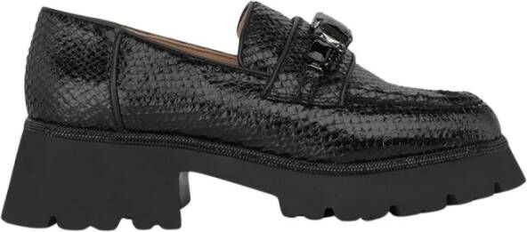 Alma en Pena Plateau loafer met juweeldetail Black Dames