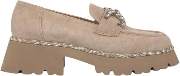 Alma en Pena Plateau loafer met strass Beige Dames