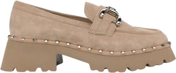 Alma en Pena Plateau loafer met studs Brown Dames