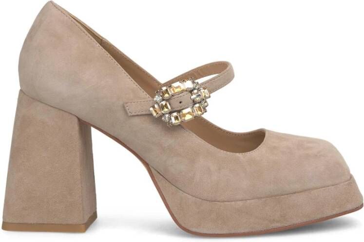 Alma en Pena Plateau schoen gesp strass Beige Dames