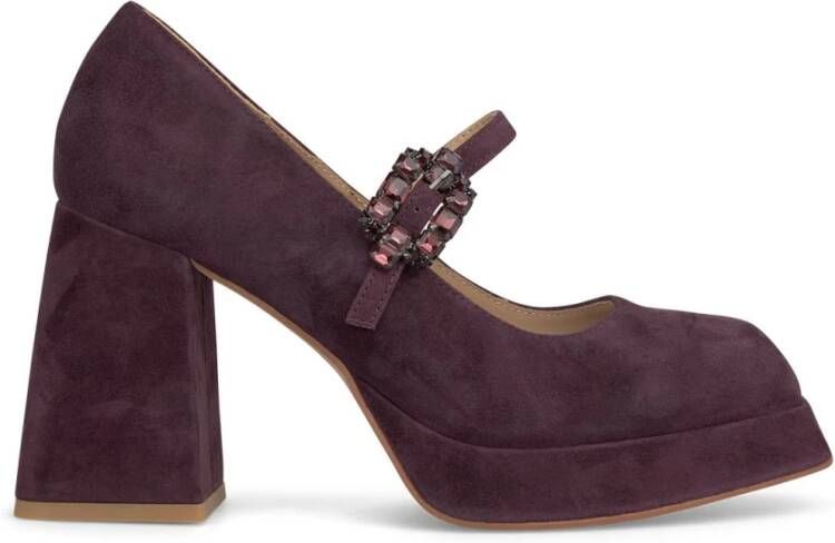 Alma en Pena Plateau schoen gesp strass Purple Dames